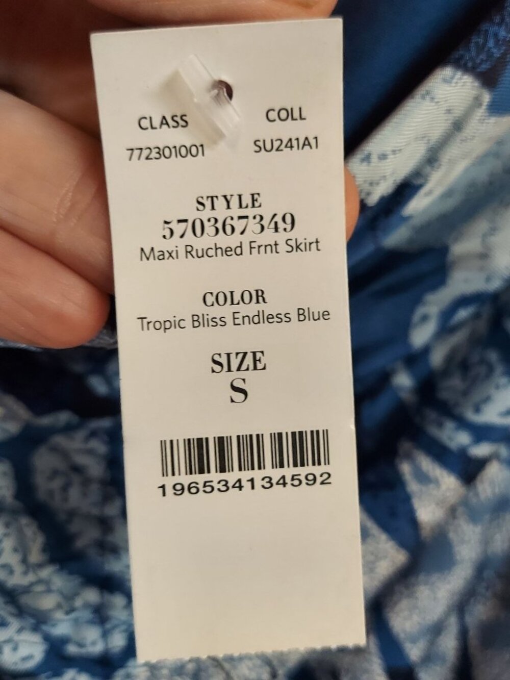 White House Black Market Maxi Ruched Front Dress Blue Floral Print Size S - Picture 5 of 7
